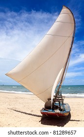 Jangada, typical sail boat of northeast Brazil
