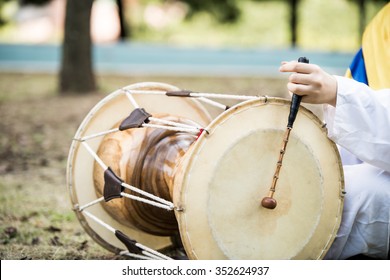 Janggu Traditional Musical Instrument Of Korea Drum, Closeup