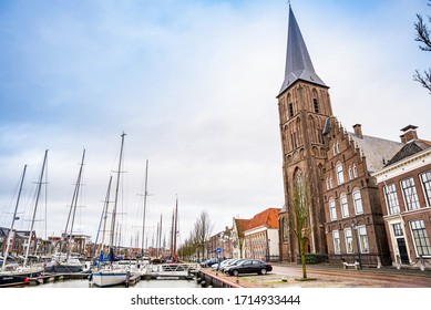 January 10, 2020. H. Aartsengel Michael Kerk - Church By The Water Canal In Winter