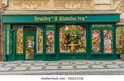 January 14, 2015 - Prague, Czech Republic: Art Nouveau Toy Store In The Old Town