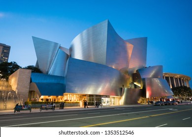 January 15, 2017 - Los Angeles, USA: Exterior View Of Walt Disney Concert Hall And Streets Of Downtown Los Angeles, Building Designed By Frank Gehry