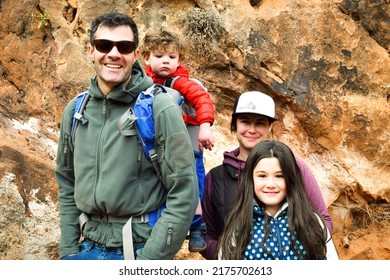 January 16, 2022 - Zion Utah, USA: Group Of Family Hikers Enjoying Their Time Together