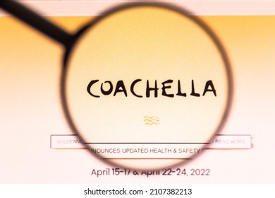 January 17, 2022, Brazil.. In This Photo Illustration, A Coachella Valley Music And Arts Festival Logo Seen Displayed On A Computer Screen Through A Magnifying Glass