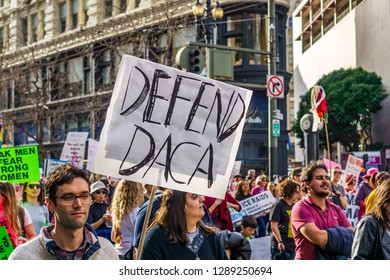 January 19, 2019 San Francisco / CA / USA - Participant To The Women's March Event Holds 