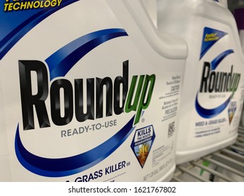 January, 19, 2020, Phoenix, Arizona: Bottles Of Roundup Weed Killer On Home Improvement Store Shelf