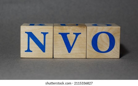 January 19, 2022. New York, USA. Stock Ticker Symbol Of Novo Nordisk NVO Made Of Wooden Cubes On A Gray Background.