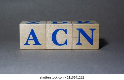January 19, 2022. New York, USA. Stock Ticker Symbol Of Accenture ACN Made Of Wooden Cubes On A Gray Background.