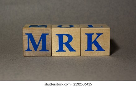 January 19, 2022. New York, USA. Stock Ticker Symbol Of Merck  Co MRK Made Of Wooden Cubes On A Gray Background.