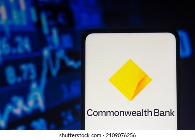 January 20, 2022, Brazil. In This Photo Illustration The Commonwealth Bank Logo Seen Displayed On A Smartphone