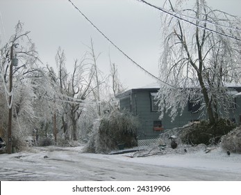 January 2009 Ice Storm Damage In Paducah, Kentucky. Most Of These People Still Don't Have Power.