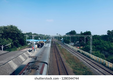 January 2019, Chennai Railway Staion, Commuters Waiting, Local Train Has Arrived.     