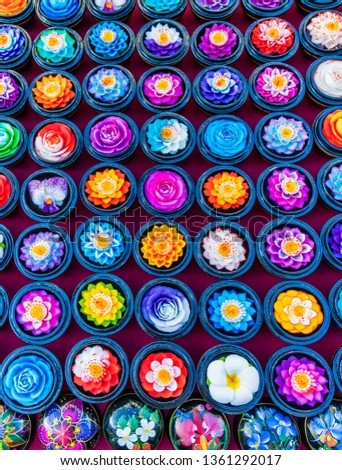 January 2019. Phuket Town Thailand. A View of colorful hand carved soaps on sale at the Sunday walking street market in Phuket Old Town