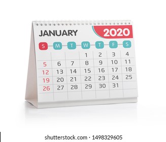 January 2020 Desktop Calendar Isolated On White