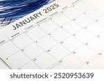 January 2025 calendar taken from a side angled view