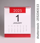 January 2025 desk calendar mockup template design