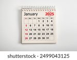 January 2025. Resolution, strategy, solution, goal, business and holidays. Date month January 2025. Page of annual monthly calendar January 2025. planning new year