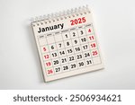 January 2025. Resolution, strategy, solution, goal, business and holidays. Date - month January 2025. Page of annual monthly calendar January 2025. planning new year.