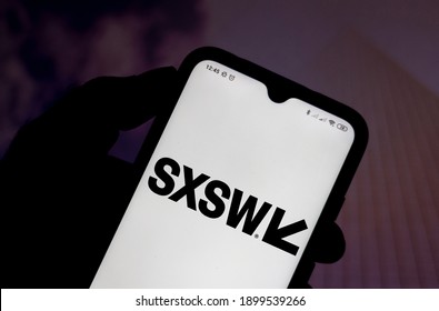 January 21, 2021, Brazil. In This Photo Illustration The South By Southwest (SXSW) Logo Seen Displayed On A Smartphone Screen