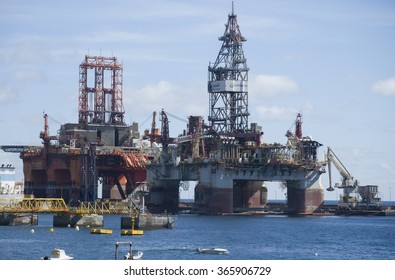 January 21-2016. Offshore Oil in East Dock Pier to the Marina of Santa Cruz de Tenerife.