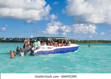 January 23, 2017. The Dominican Republic. The Caribbean. Sea Excursion On A Yacht, Diving.