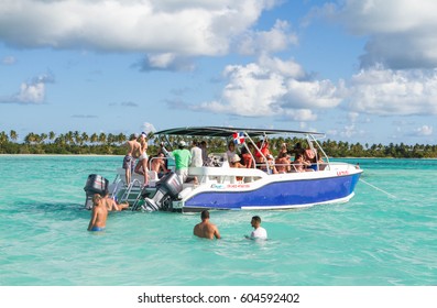 January 23, 2017. The Dominican Republic. The Caribbean. Sea Excursion On A Yacht, Diving.