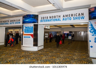 January 25. 2018. Cobo Center, Sign 2018 North American International Auto Show (NAIAS), Detroit, Michigan, USA.