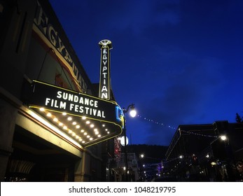 January 26, 2018- Park City, Utah: Egyptian Theater During The Sundance Film Festival Is One Of The Popular Theaters Playing Movies In The Festival.