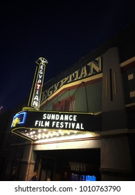 January 26, 2018-Park City Utah: Egyptian Theater Which Is One Of Many Theaters In Park City Showing Sundance Film Festival Movies.