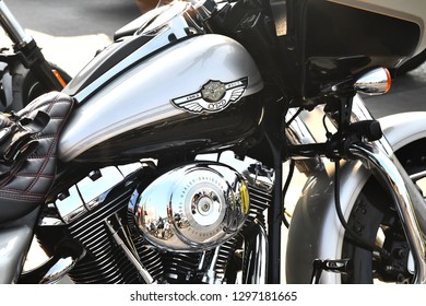 January 26, 2019. The logo Harley-Davidson on fuel tank of the big bike. Bangkok Thailand. - Shutterstock ID 1297181665