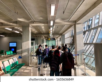 January 26,2020 Suvarnabhumi Airport, Bangkok. Priority Passengers Are Boarding On The Flight To Phnom Penh, Cambodia.