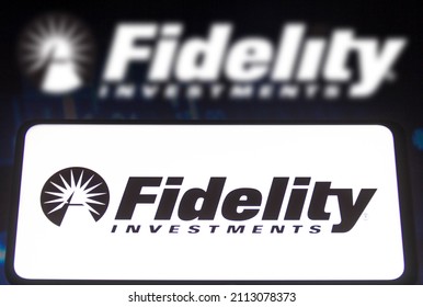 January 27, 2022, Brazil. In This Photo Illustration A Fidelity Investments Logo Seen Displayed On A Smartphone Screen And In The Background