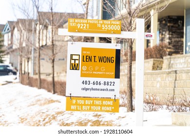 January 30 2021 - Calgary, Albeta - Canada Real Estate Sign To Sell House