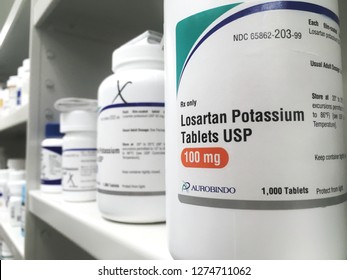 January 4, 2019-ogden Utah USA: Losartan Blood Pressure Medication On Shelf Which Has Had Recalls With Certain Brands