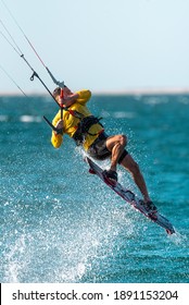 January 8th 2021, Dubai UAE,  A Kitesurfer While Participating In The Free Style Competition Of Kite Surf Open In Kite Beach, Dubai