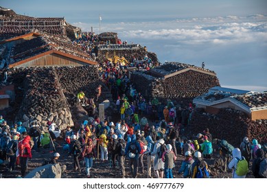JAPAN - CIRCA AUGUST 2016 - The Fuji Mt. Climbing Season Officially Began On July 1,to September 15. Many Tourist Climb To See The Sunrise In The Early Morning