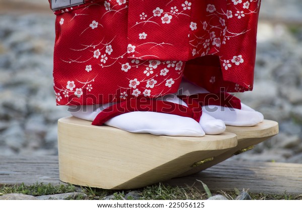 Japan Culture - The Shoes and Sock\
with a part of the dress of Geiko or well know as\
Geisha.