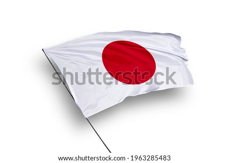 Japan flag isolated on white background with clipping path. close up waving flag of Japan. flag symbols of Japan.