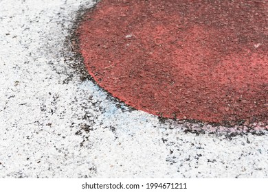 Japan Flag Painted On The Asphalt In The Country's Colors. Alphast Texture And Paint Colors.