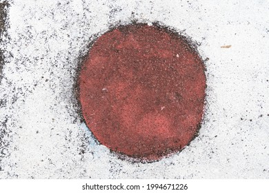 Japan Flag Painted On The Asphalt In The Country's Colors. Alphast Texture And Paint Colors.