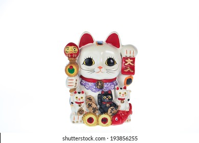 Japan Lucky Cat Souvenir Isolated On White