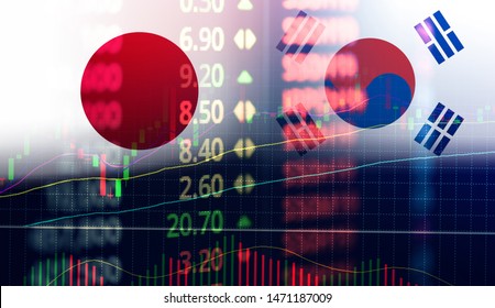 Japan And South Korea Trade War White List Economy Conflict Tax / Japan Rally To Declare A Boycott South Korea Goods Export Controls Technology Business Stock Market Graph Chart 