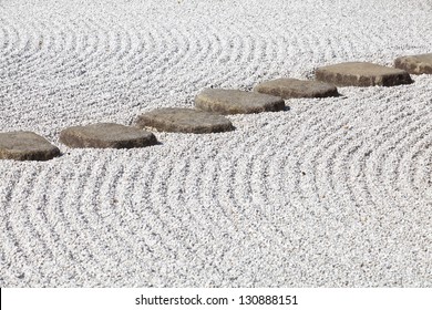 Japan Zen Stone Pathway  In A Garden