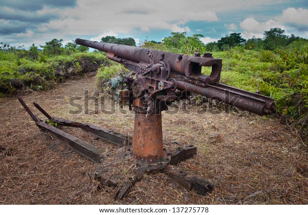 Japanese Antiaircraft Gun Left Over World Stock Photo (Edit Now) 137275778