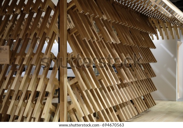Japanese art wooden divider wall
