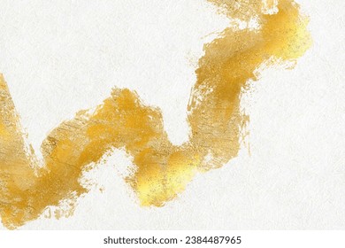 Japanese background with gold pattern on white Japanese paper. Foto Stok