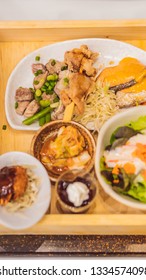 Japanese Bento Set. Food At A Japanese Restaurant VERTICAL FORMAT For Instagram Mobile Story Or Stories Size. Mobile Wallpaper