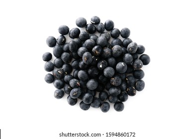 Japanese Black Soybeans. White Background.