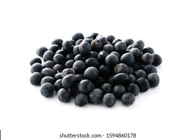 Japanese Black Soybeans. White Background.