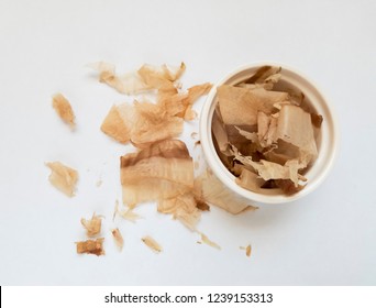 Japanese Bonito Flakes in the bowl - White background