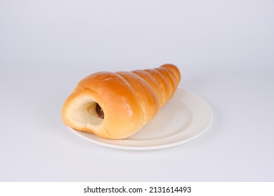 Japanese bread Chocolate cornet, close up photo